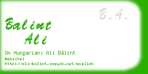 balint ali business card